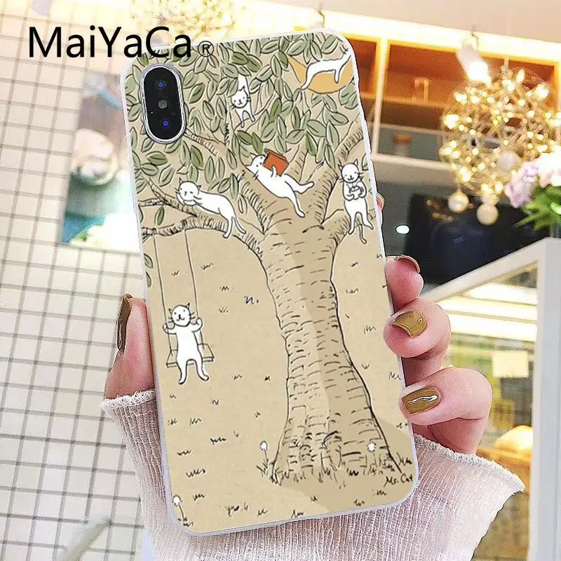 Чехол Maiyaca с японским рисунком кота для iPhone 8 7 6 6S Plus 5 5S SE XR X XS MAX | Мобильные