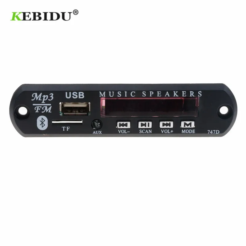 kebidu 5V 12V MP3 WMA Decoder Board Car USB Bluetooth Audio Module FM Aux Radio with Remote Control Build in Speaker | Электроника