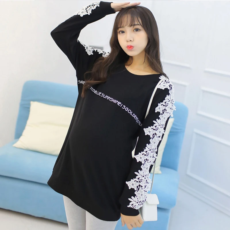 

OkayMom Oversize Maternity Nursing Dresses Black Lace Pregnant Women Breast Feeding Dress Clothes Pregnancy Nurse Wear Clothing