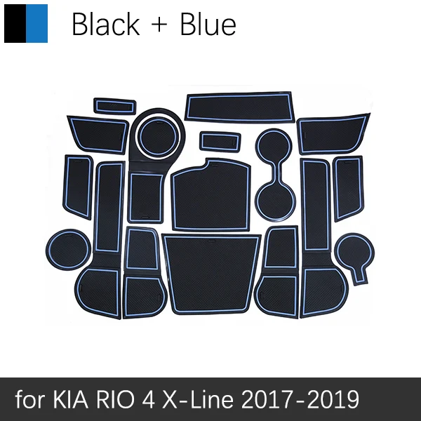 Blue Противоскользящий коврик для ворот, резиновые накладки, коврик для Kia Rio 4 X-Line RIO 18 шт., аксессуары для RIO4, наклейки для автомобиля - Название цвета: Blue