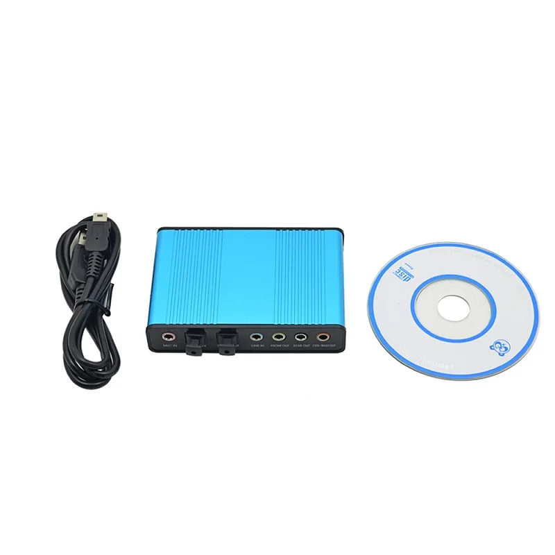 Blue TISHRIC профессиональный внешний USB 5,1 звуковая карта до 3,5 мм разъем стерео микрофон линия в Spdif аудио адаптер для Mac ПК компьютер Ноутбук - Color: Blue