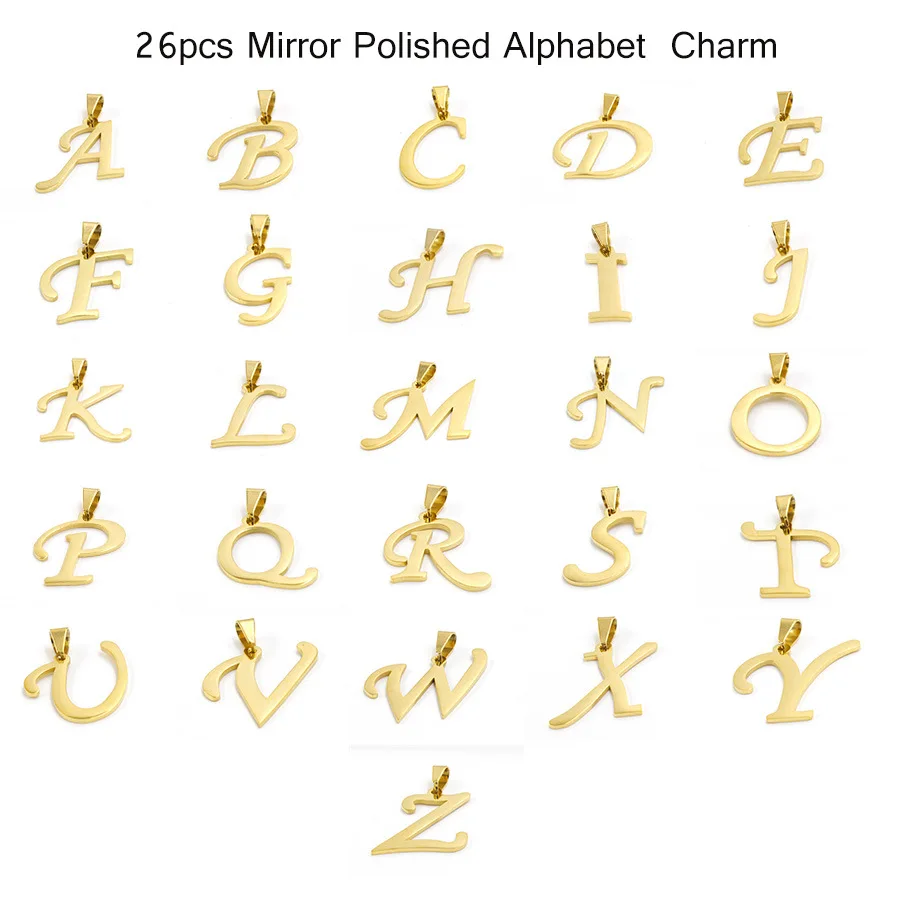 

26pcs 26 English letters Charms Accessories DIY Necklace Electroplated gold English Alphabet Letters Charms for Jewelry Making