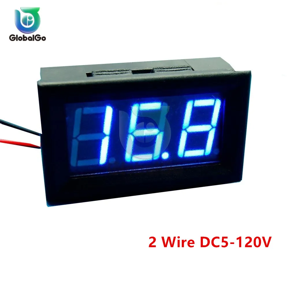 2 Wire DC5V-120V 0,56 дюймов Мини Прямой ток Цифровой вольтметр 2 провода 3 провода DC4.5V до 30V 0.5" Индикатор напряжения панели дисплея Светодиодный дисплей Измеритель напряжения Для 6V 12V мотоцикл - Цвет: 2 Wire DC5V-120V