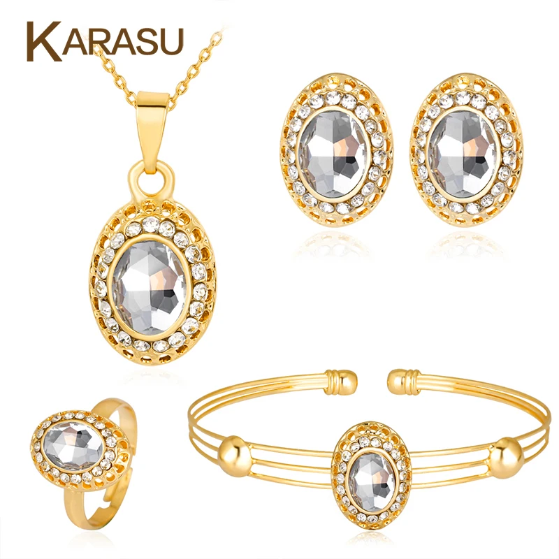 Карасу цветные стразы Овальные Подвески хорошее качество ожерелье серьги кольцо