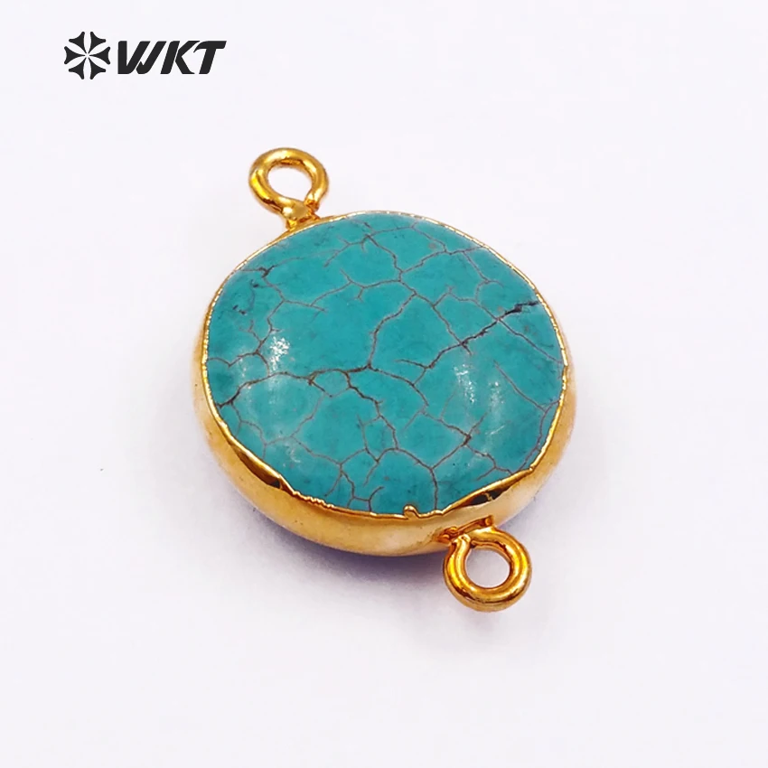 WT-C215 Wholesale Custom Natural Green Holite Stone Round Conectors Graceful Unique For Fashion Jewelry Making | Украшения и