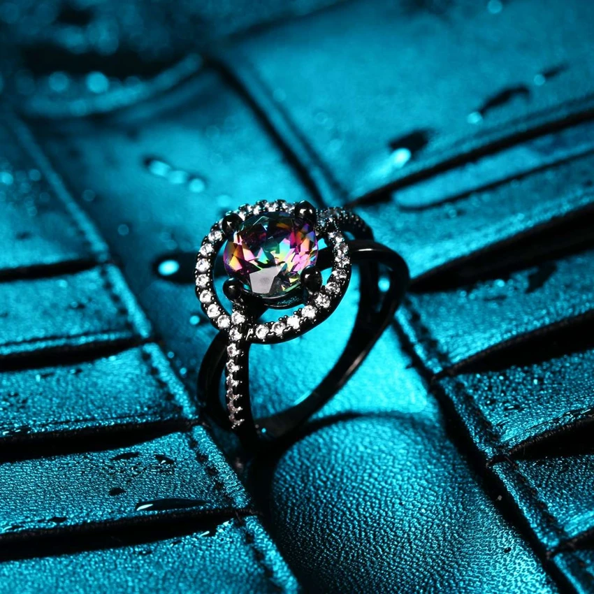 ZHE FAN Vintage Ring Fashion AAA Cubic Zirconia Women Black Gold Color Two Tone Plating Rings For Party Gift Size 6-9 Wholesale | Украшения