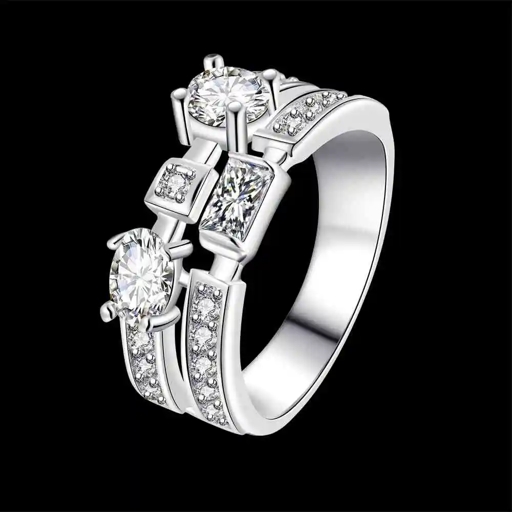 New 2016 silver plated rings Double insets anillos to.us bear oso SMTR692 | Украшения и аксессуары