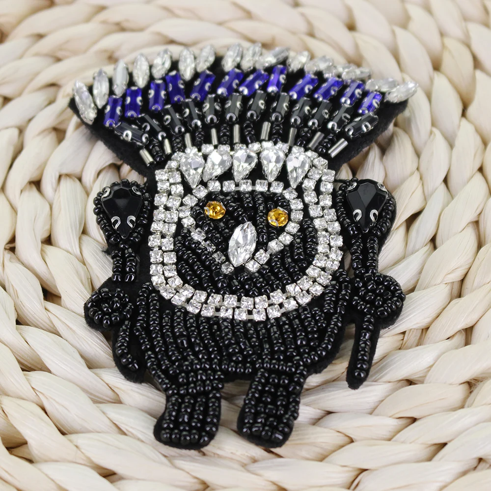 1PC Sew on sequin Crystal patch for clothing beading Applique Clothes Patch Black Leopard tiger rabbit Animal Beads B11|Заплатки| |