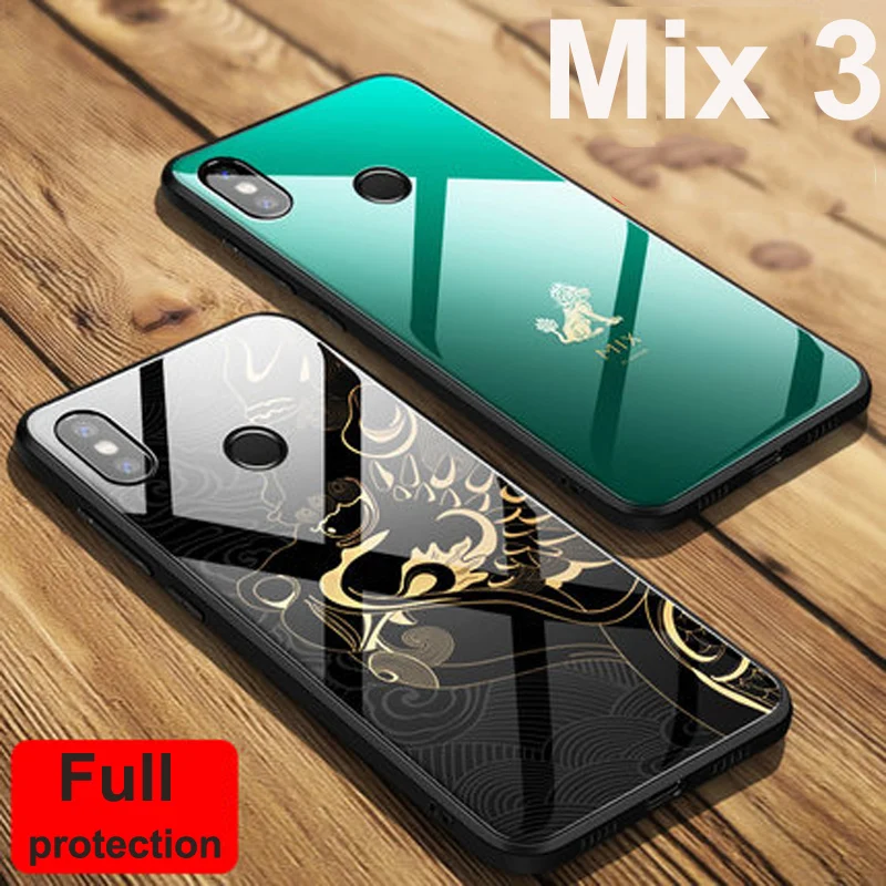 Чехол для xiaomi mi Mix 3 защитный чехол из закаленного стекла с изображением зверя