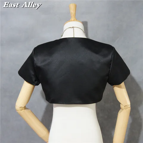 Черное женское пальто с коротким рукавом, свадебная куртка, атласная свадебная накидка, болеро с плечами HS661DJ