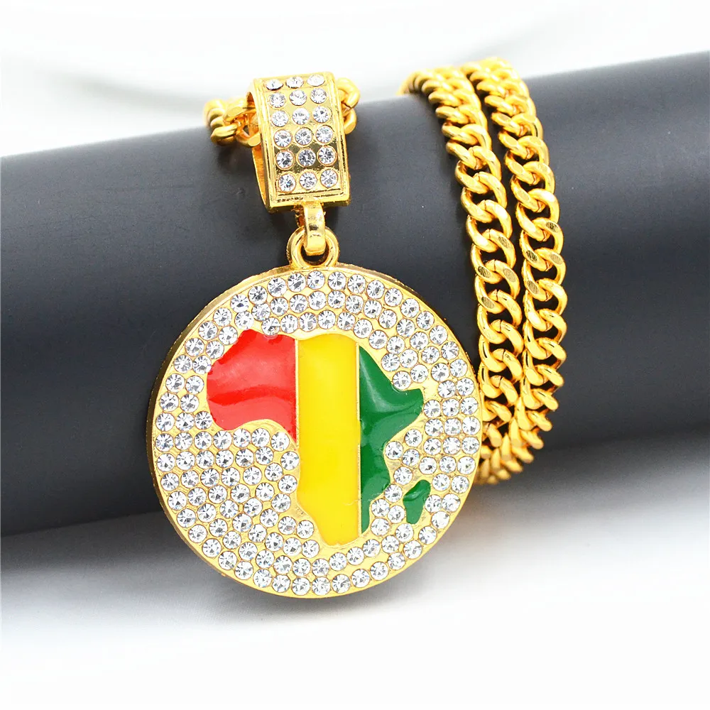Ожерелье с кулоном Uodesign 2 размера золотая ямайский Африканская Карта континент