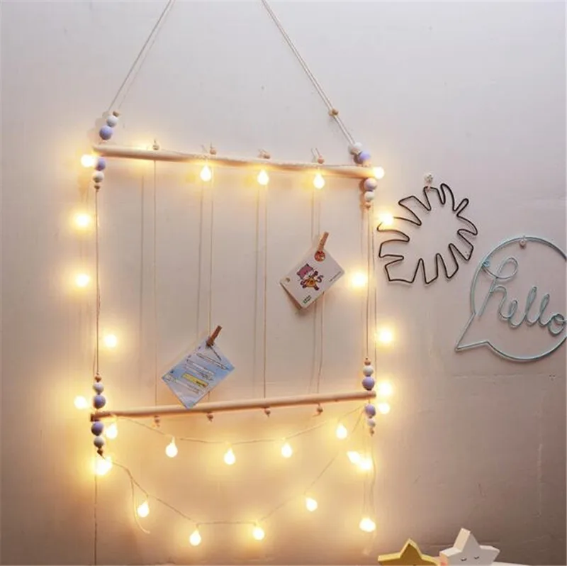 Ins подвесные настенные полки для спальни DIY деревянные бусины настенная полка