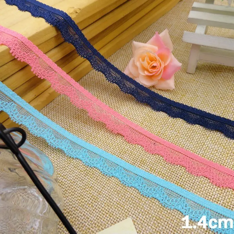 Оптовая продажа эластичная кружевная бейка розового и синего цветов для шитья