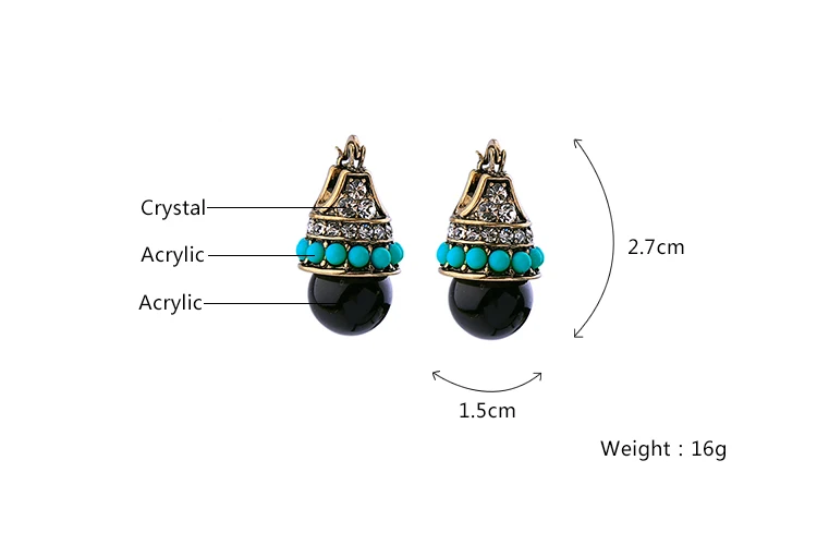 Оптовая цена модные женские большие черные серьги массивные циркониевые с