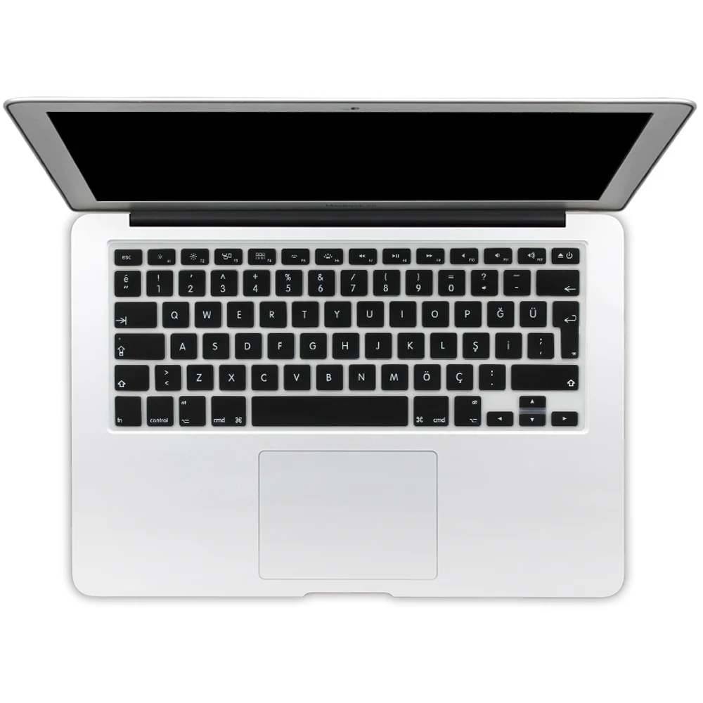 black Евро введите турецкий красочный силиконовый чехол для клавиатуры для Macbook Air 13 Pro 13 15 17 retina протектор евро макет - Цвет: black