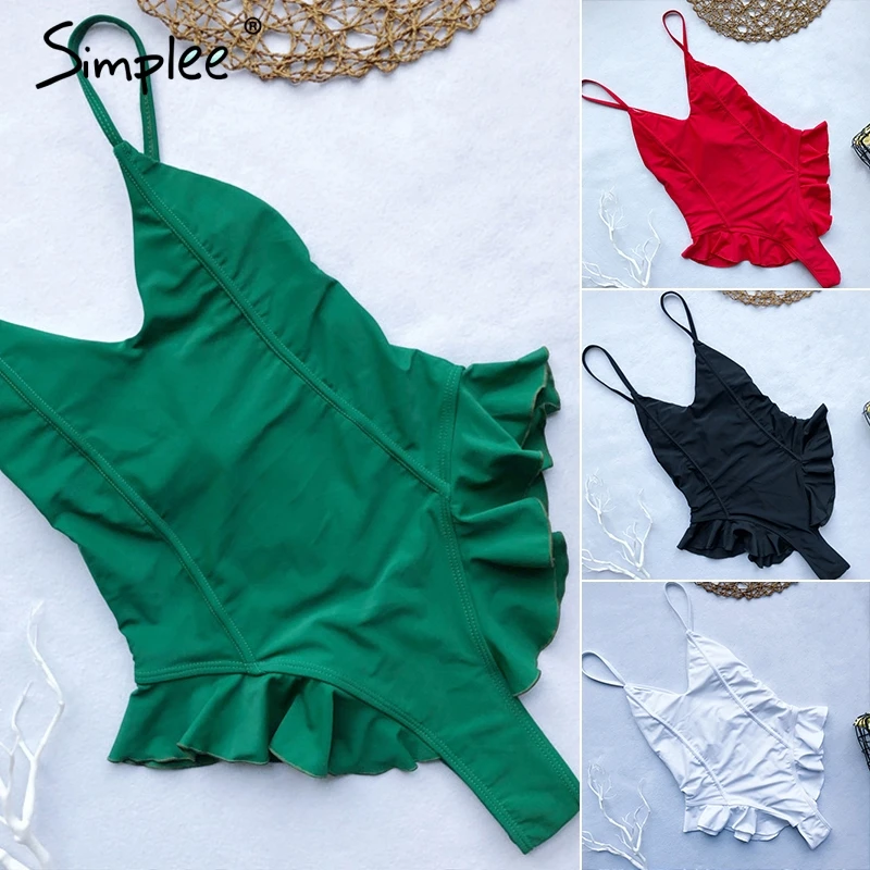Simplee сексуальные стринги с рюшами женский купальник бикини пуш ап один предмет
