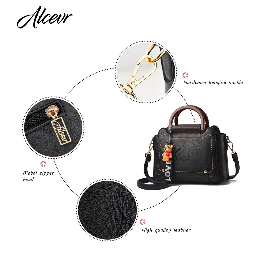 ALCEVR Solid Fashion Casual Totes Doll Hanging Satchels Women Handbag Hard Pu Leather Crossbody Bags Bolsa Feminina | Багаж и сумки