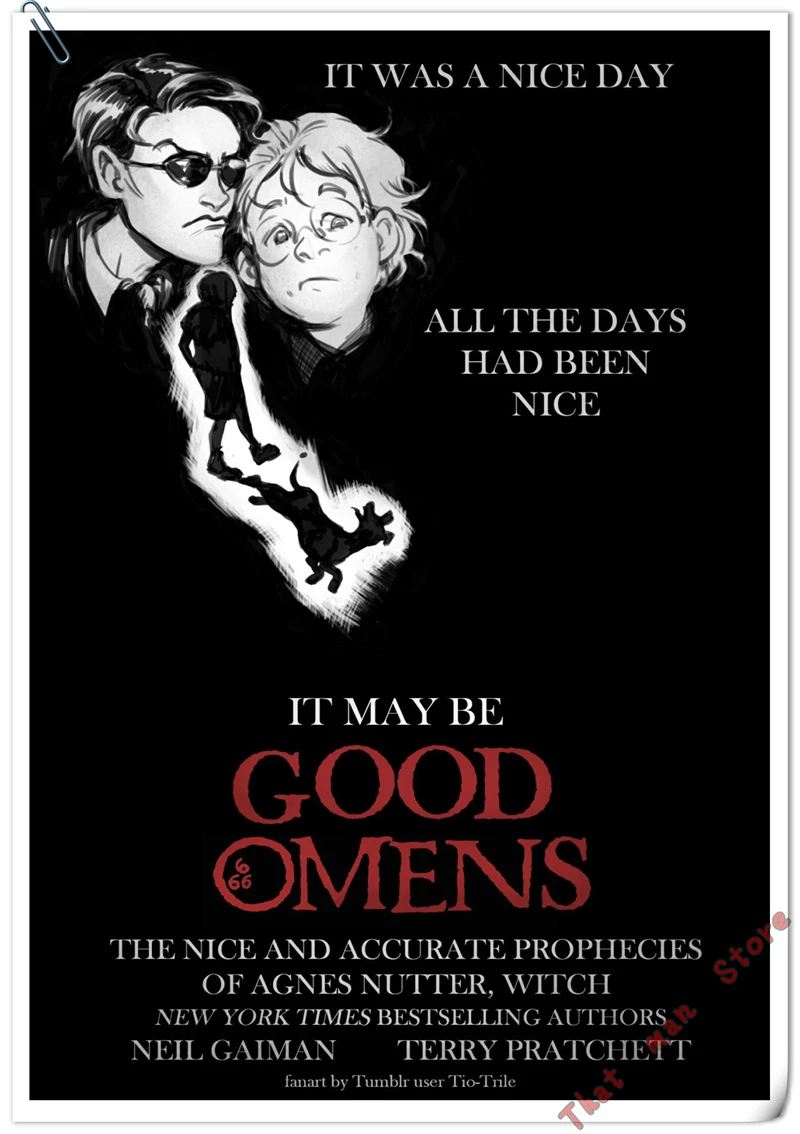Good Omens ТВ настенные наклейки для украшения дома высокое качество печать белая