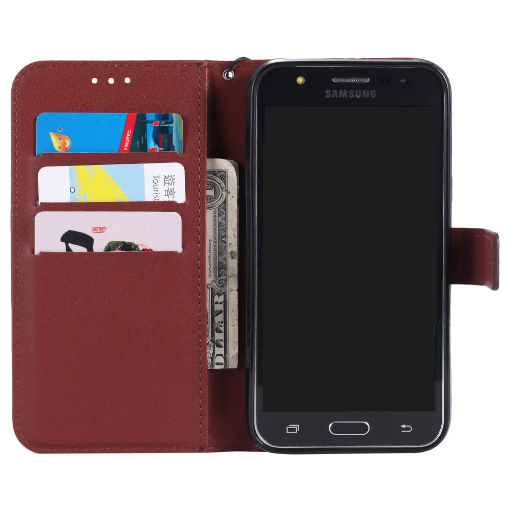 Кожаный чехол книжка для Samsung Galaxy J1 2016 J16 бампер с бумажником и отделениями карт