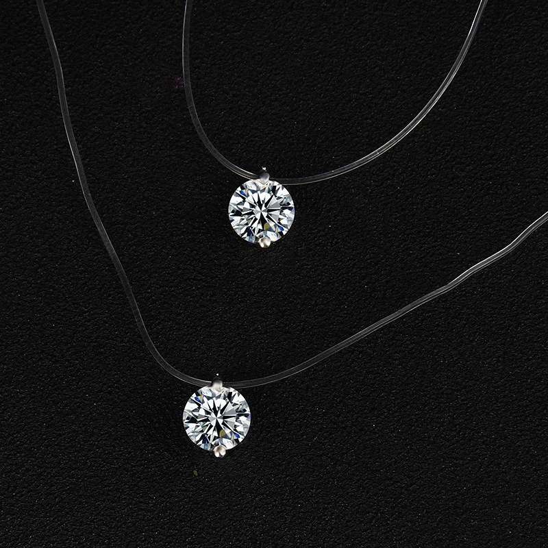 Transparent Fishing Line Necklace Female Silver Invisible Chain Women Rhinestone Choker Collier Femme Punk | Украшения и