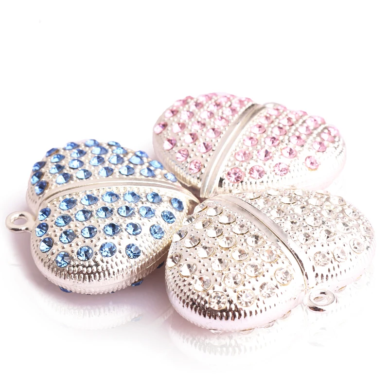 USB флеш накопитель металлический в форме сердца с бриллиантами 4 ГБ 8 16 32 подарок