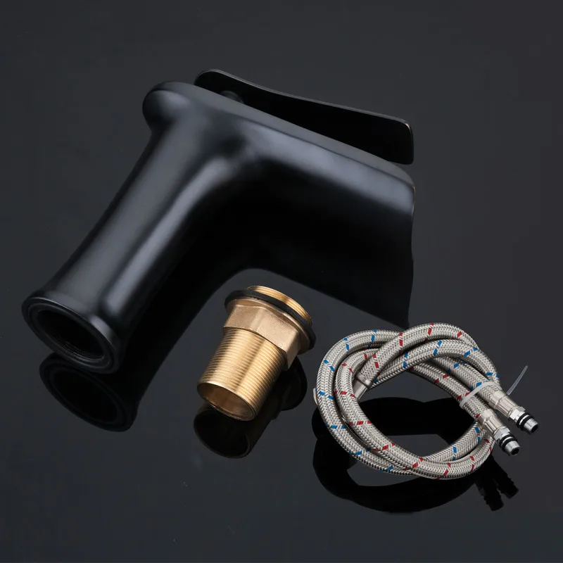 

Basin Faucets Waterfall Bathroom Faucet Single Handle Mixer Tap Black Bronze Faucet Brass Hot Cold Sink Water Crane torneiras