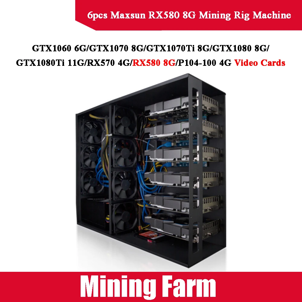 Добыча ETH буровой станок 6 шт. MAXSUN RX580 8 г видео карты AMD 256bit GDDR5 7000 мГц 1340 DirectX 12 14nm