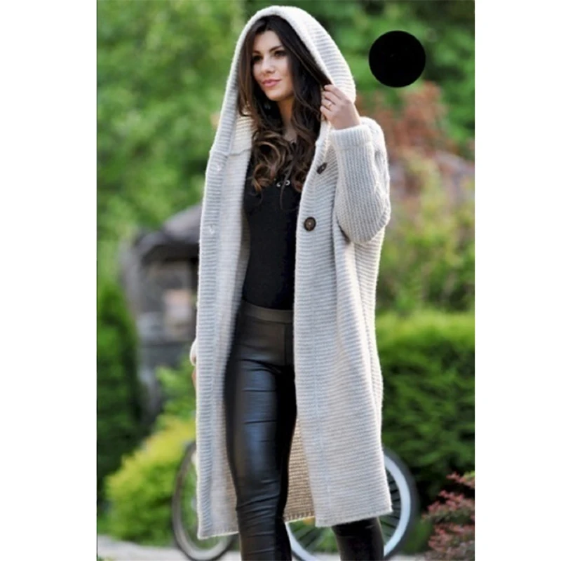 Fashion Knit Cardigan Women 2019 Spring Autumn Long sleeve Hooded Sweaters Plus size Female Loose A2406 |