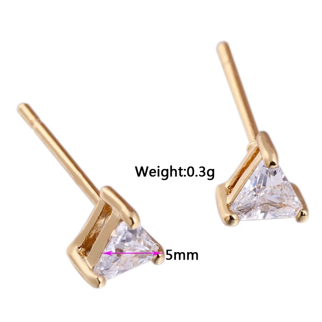 Gussiarro Trendy Delicate Gold-Color Clear Triangle Crystal Baby Women Stud Earrings joias ouro marcas famosas brincos | Украшения и