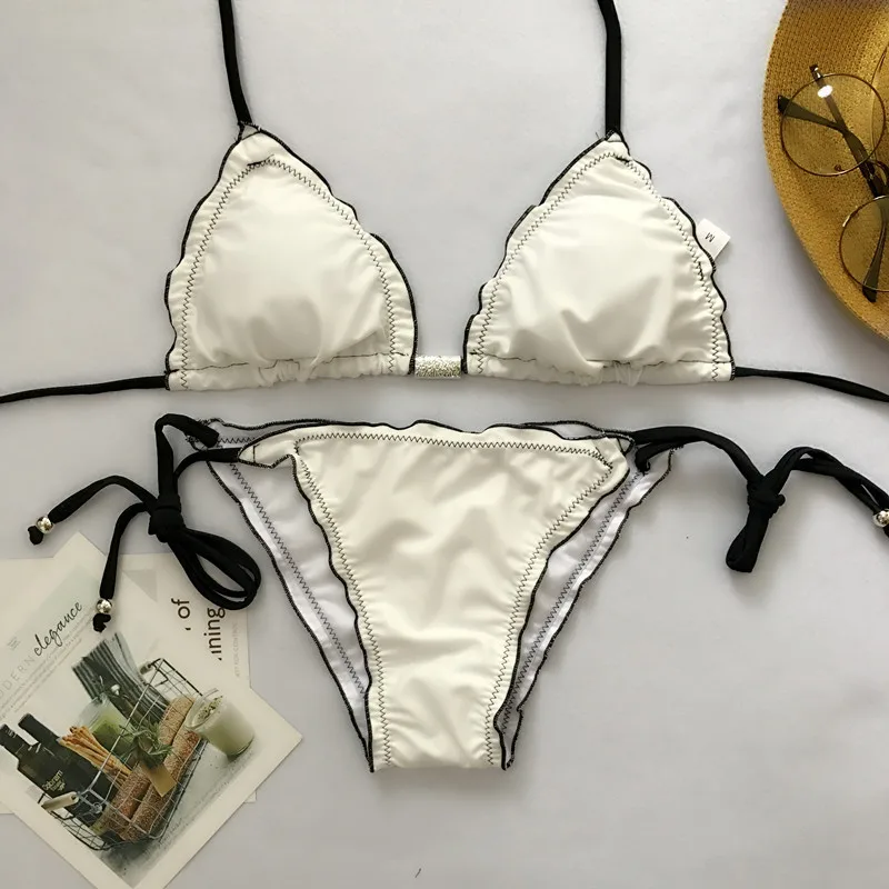 CEODOGG Bandage Bikini PureSwimsuit Sexy Swimwear Women 2018 Halter Girl Set Bathing Suit Beach Wear Monokini |