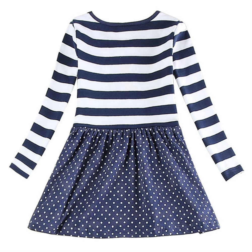 JUXINSU Toddler Girls Long Sleeve Dresses for Kids Baby Autumn Winter Cotton Casual Dress Flower Stripes Girl 1-8 Years | Детская одежда