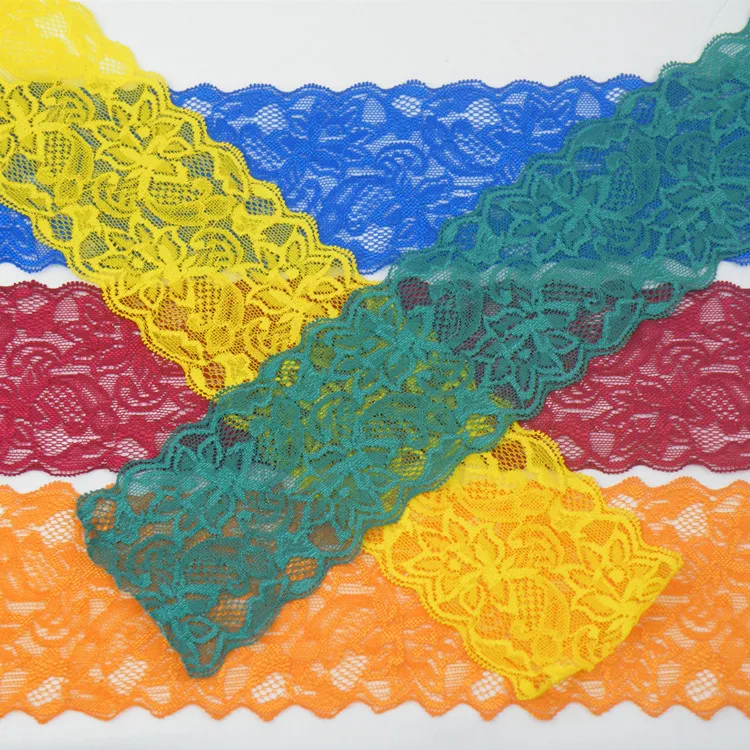 8cm Soft Elastic Spandex Lace Trim Fabric Ribbons Tape DIY Clothing Underwear Accessories Wedding Decoration White Lace Trimming