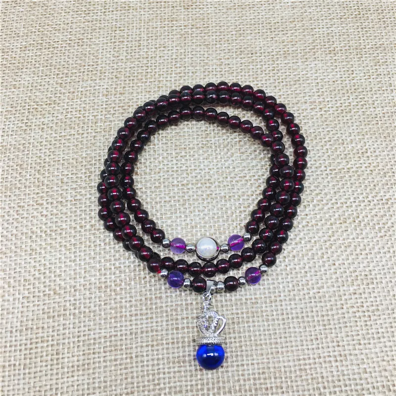 Браслет женский с красным гранатом 4 мм | Дом и сад