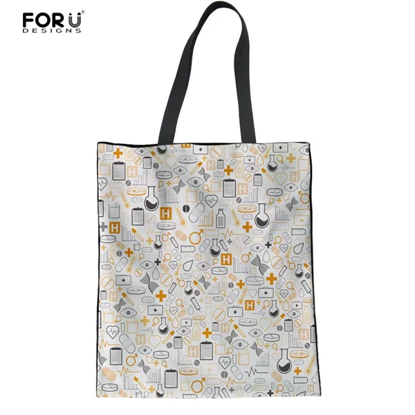 FORUDESIGNS/хозяйственные сумки для медсестры, женские холщовые многоразовый тотализатор, сумки на плечо, экологический холст, женские сумки для шоппинга, складные - Цвет: H7461Z22