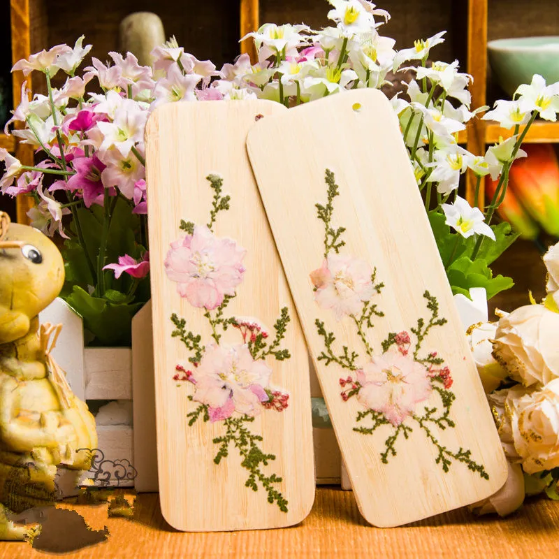 2 шт. сушеные цветы бамбуковая Закладка подарочные бирки настоящий цветок