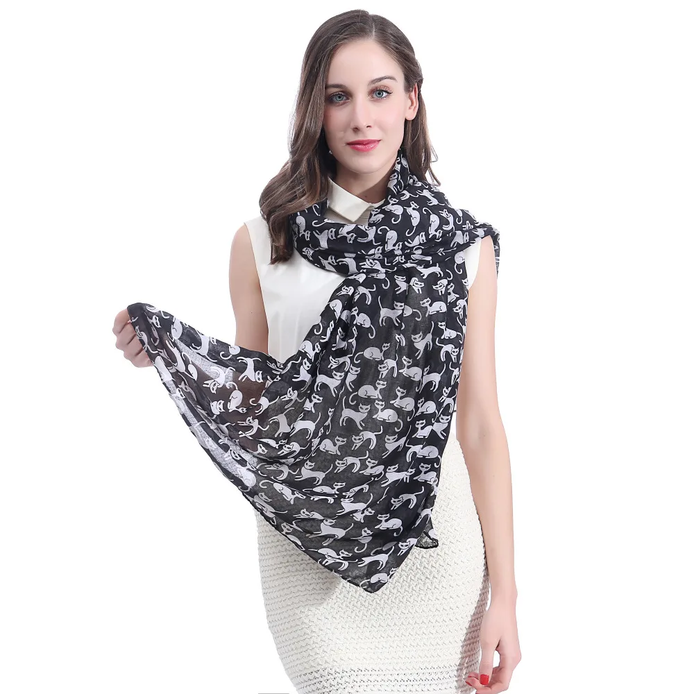 Cat Kitten Animal Print Women's Scarf Shawl Wrap Soft Lightweight for All Seasons |