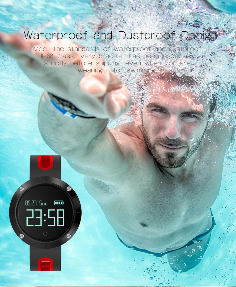 DM58 Bluetooth спортивный браслет пульсометр Смарт Часы Монитор артериального давления IP68 Водонепроницаемый пульсометр для Xiaomi Android телефон