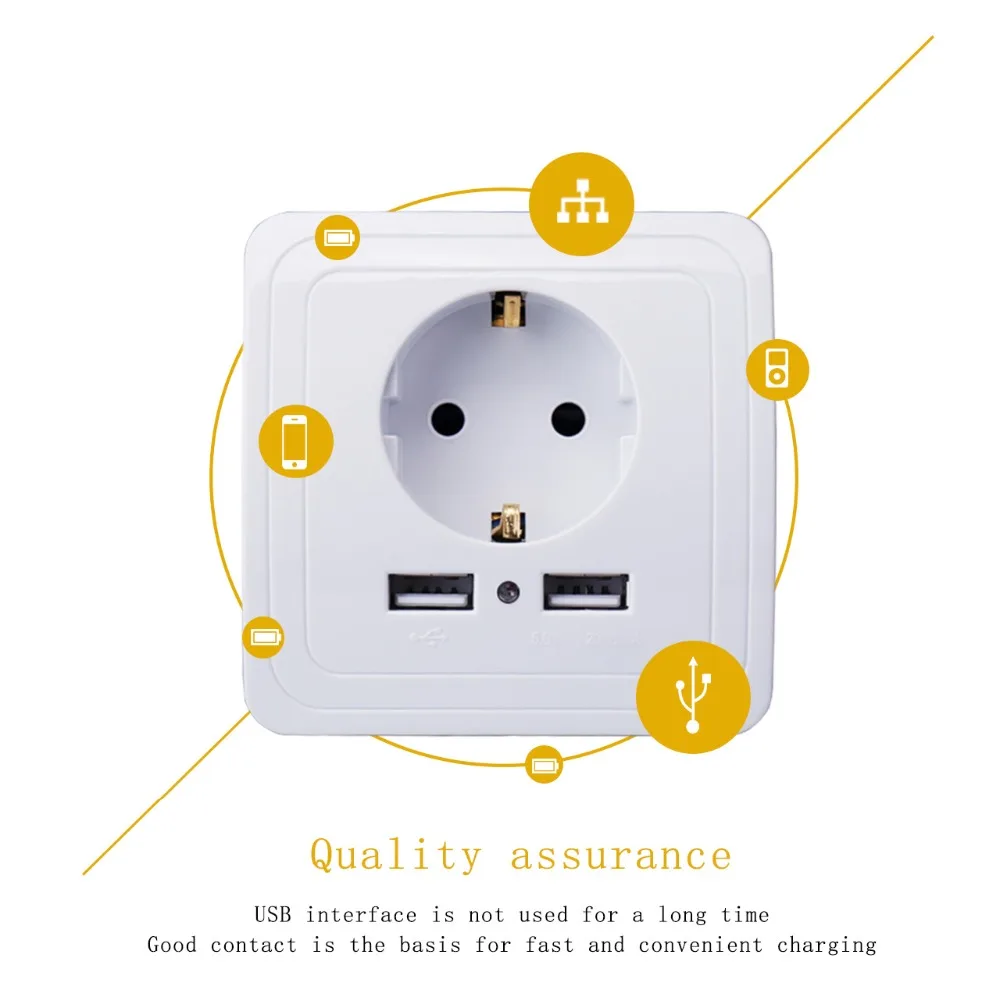 Bcsongben, двойной USB порт, настенное зарядное устройство, адаптер для зарядки, 2А, настенное зарядное устройство, адаптер, стандарт ЕС, штепсельная розетка, розетка, золотая