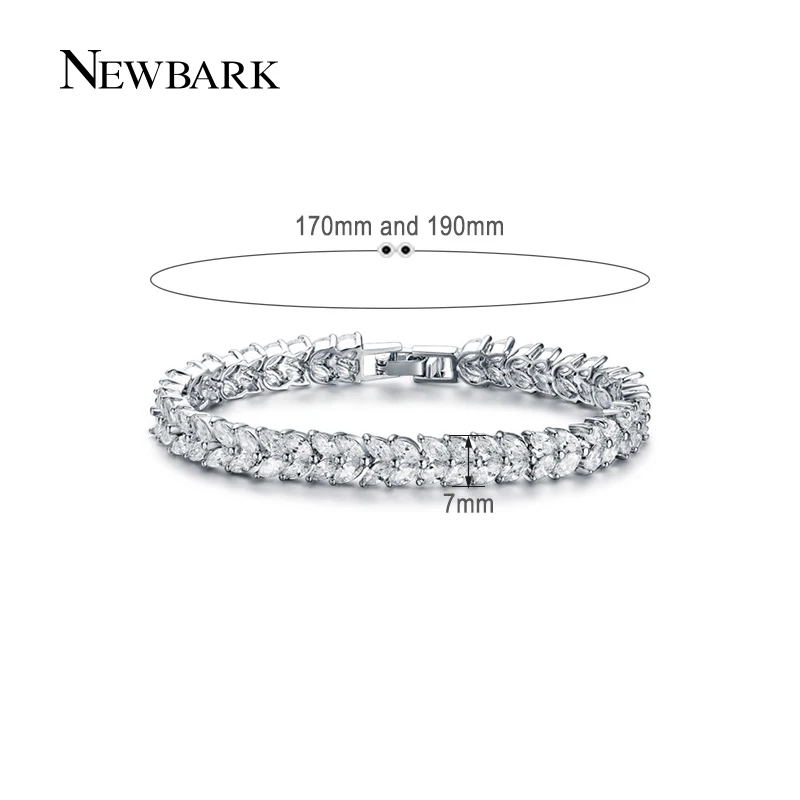Newbark Роскошные Листья Браслет Серебряный Цвет кубический циркон листьев Форма