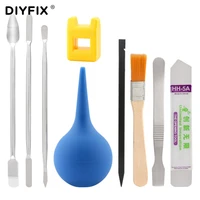 diyfix 9in1 cellphone repair tools set metal spudger air dust blower cleaner magnetic pick up tools for phone tablet computer