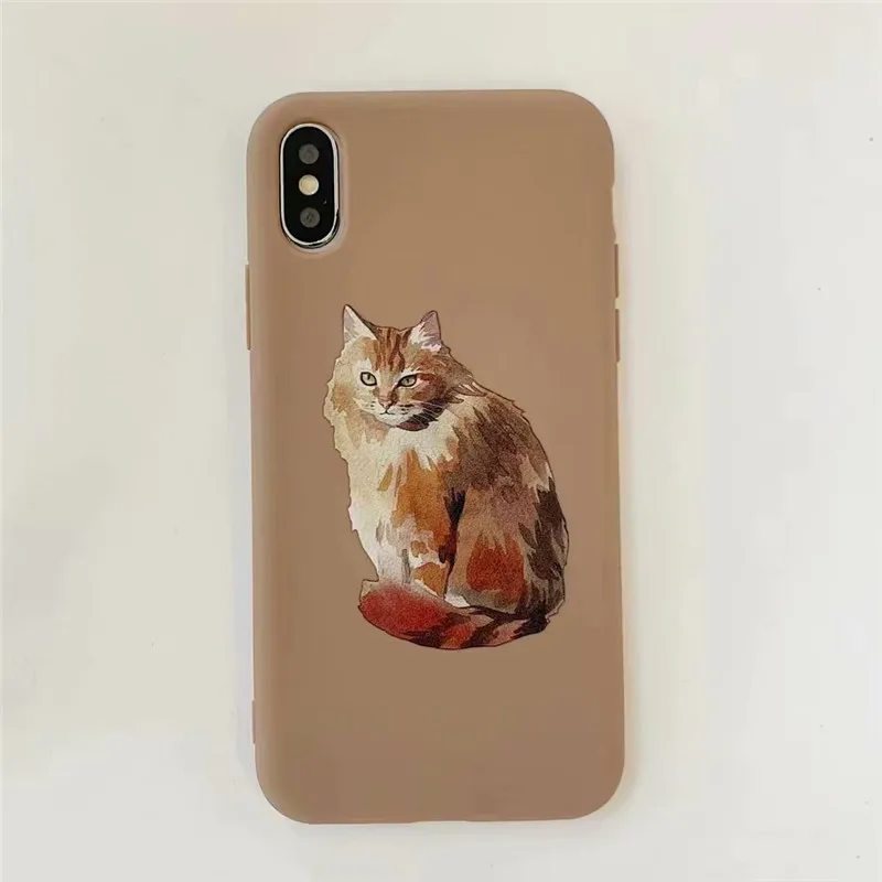 Милый мягкий чехол на корпус телефона с мультяшным котом для iPhone 8 7 6 6s Plus матовый