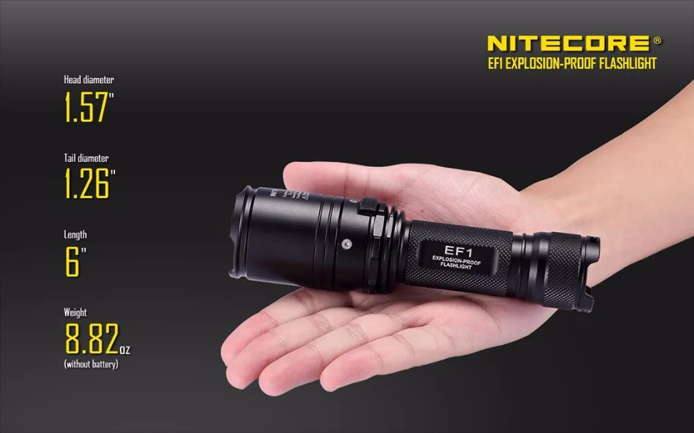 NITECORE EF1 CREE XM-L2 U3 830LM взрывозащищенный светодиодный тактический фонарь protorch D Ex II C T5 ГБ с 18650 Батарея