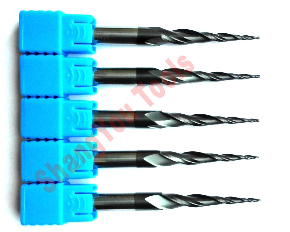 5 шт. R0.75 * D6 30 75L 2F HRC55 твердосплавные конические концевые фрезы с твердосплавным