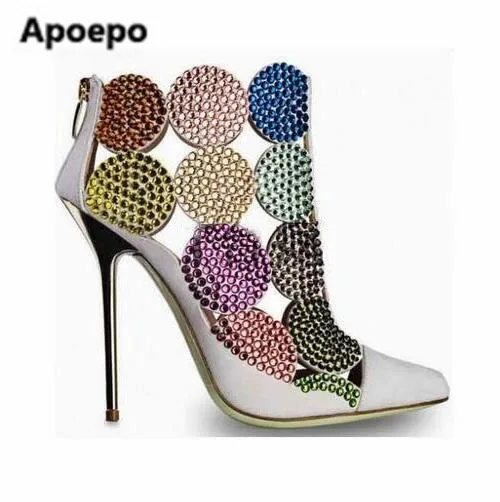 Туфли лодочки женские на высоком каблуке с острым носком молнии размеры 34 42|crystal