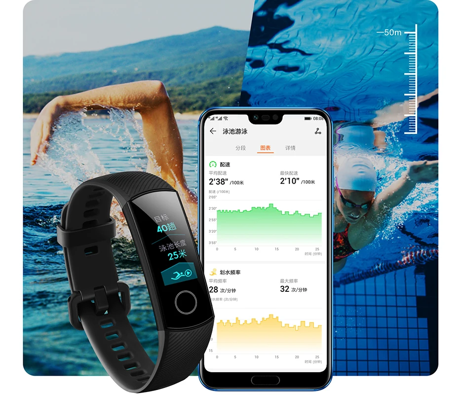 Оригинальный Смарт-браслет Huawei Honor Band 4 nfc 50 м водонепроницаемый цветной сенсорный