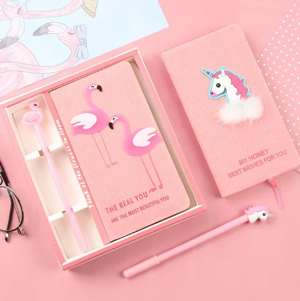 

Birthday Party Favors creative pink cartoon notebook&pen Box Set Gift child Korea style pink student present wholesale FG1097