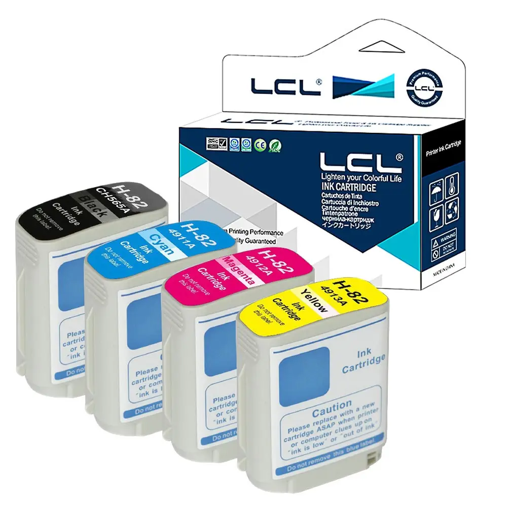 

LCL 82 CH565A C4911A C4912A C4913A (4-pack) Ink Cartridge Compatible for HP DesignJet printers 510