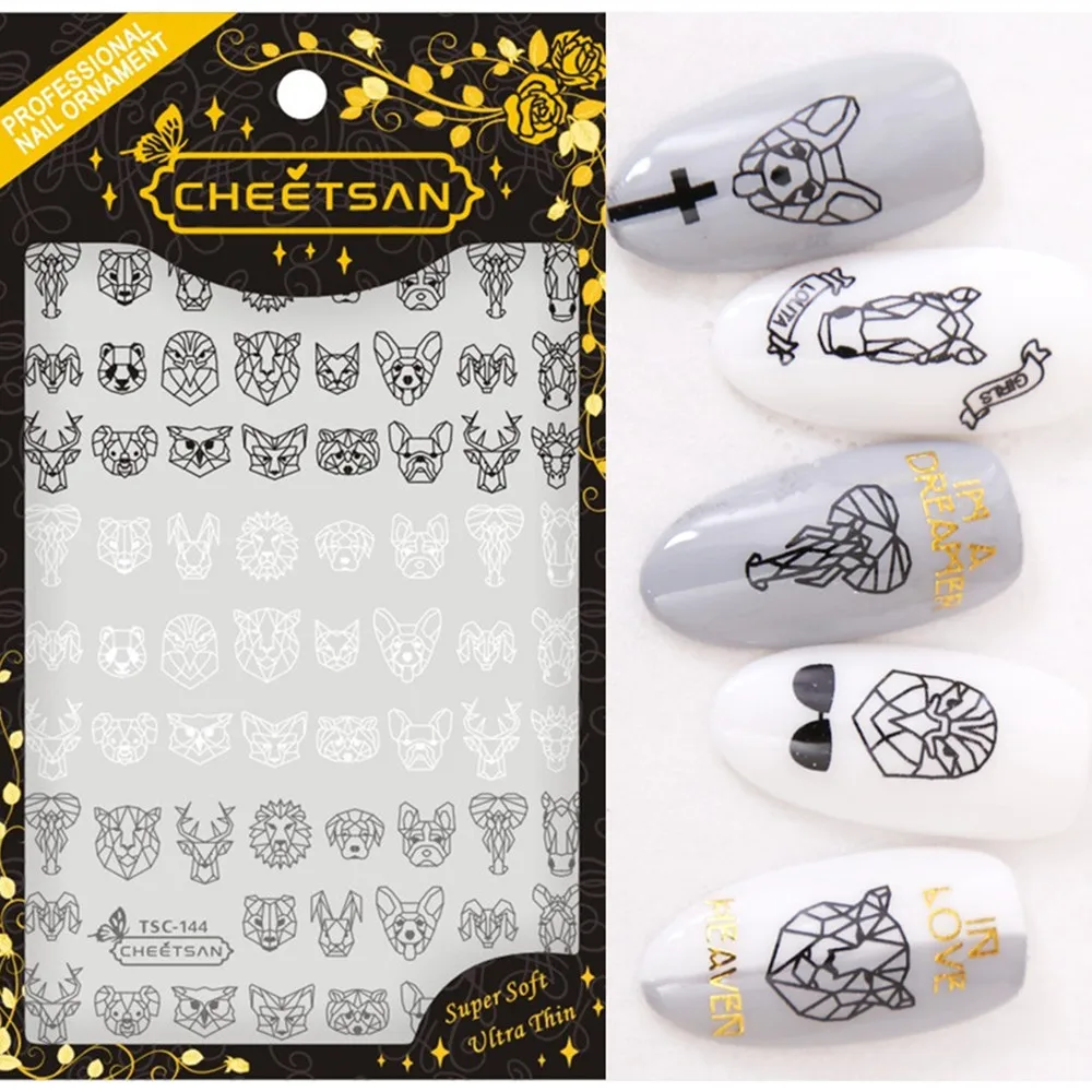TSC-144 Cheetsan brand CHINA Panda Origami 2018 newest 3d nail art stickers decals export quality gold | Красота и здоровье