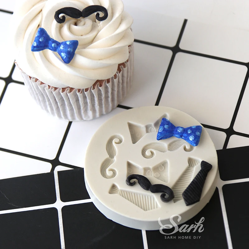 Галстук бабоча на День Отца для мальчика и мужчин усы формы помадки торта Форма