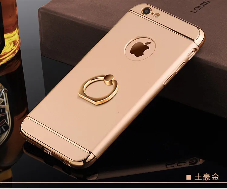 Gold Чехол из розового золота для iPhone 7, 8 Plus, X, XR, XS Max, Жесткий Чехол из поликарбоната с кольцом для APPLE 6, 6 S, противоударный чехол для телефона, Coque для женщин - Цвет: Gold